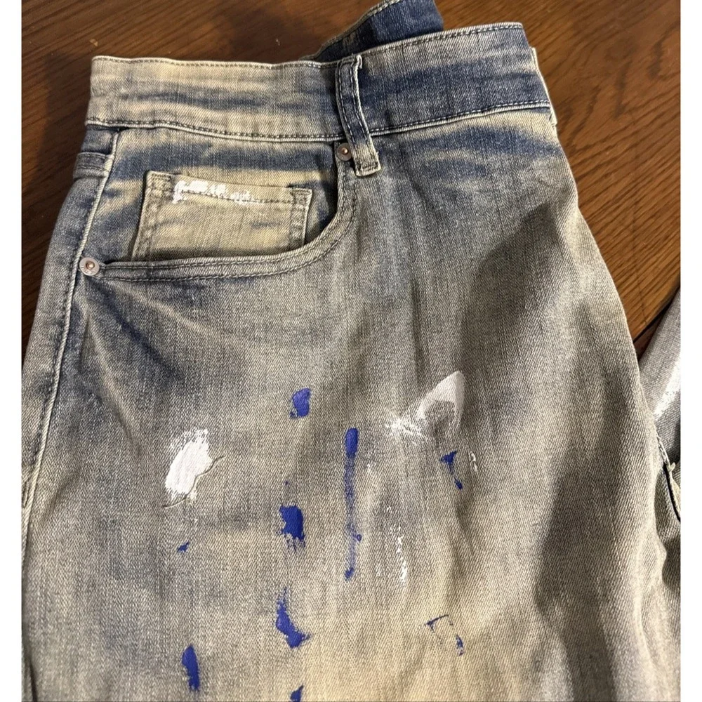 WJWLSKB Men's jeans with splash paint‎ Fit Stretch Cargo Denim Jeans - 40 X 31